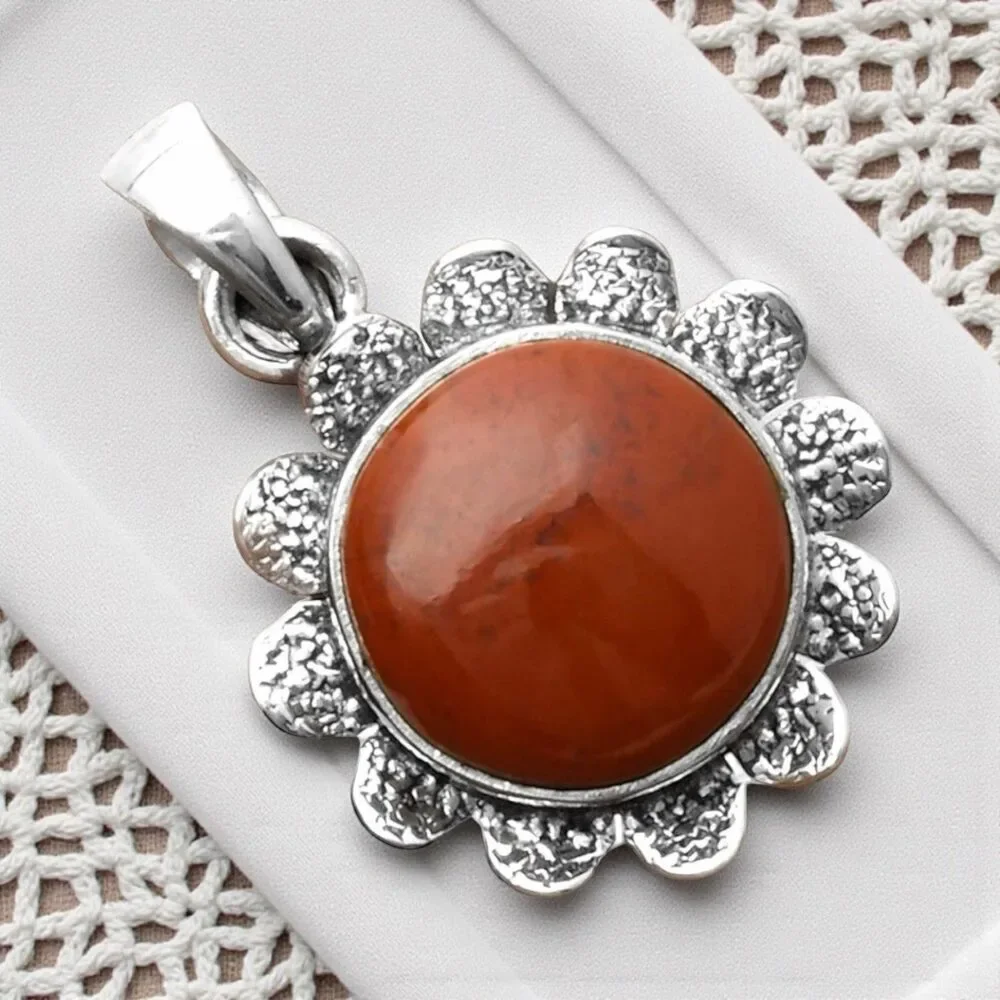 Red Moss Agate Solid 925 Sterling Silver Pendant - Picture 2 of 2